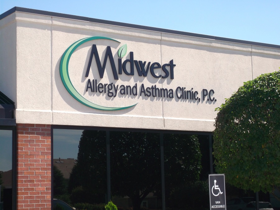 Non-illuminated flat cut out Midwest Allergy letters